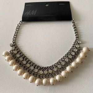 H&M Pearl Curb Chain Necklace - Silver